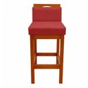 Ver imagem 3 de Banqueta Alta de Madeira Aurora Balcão Cozinha Bistro com Encosto Suede Vermelho