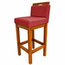 Ver imagem 2 de Banqueta Alta de Madeira Aurora Balcão Cozinha Bistro com Encosto Suede Vermelho