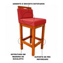 Ver imagem 7 de Banqueta Alta de Madeira Aurora Balcão Cozinha Bistro com Encosto Suede Vermelho