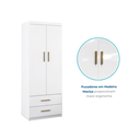 Ver imagem 4 de Guarda-Roupa Solteiro Modulado 2 Portas 2 Gavetas Chiara Branco