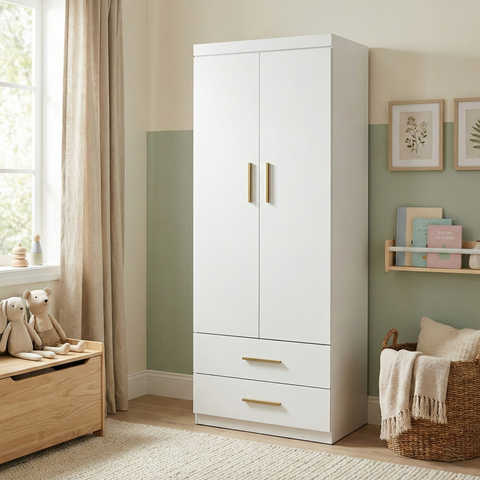 Guarda-Roupa Solteiro Modulado 2 Portas 2 Gavetas Chiara Branco