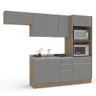 Cozinha Completa 8 Portas 4 Gavetas Amortecimento Pistão e Nichos Campanele Kitchen Castanho/Cinza - 2