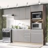 Cozinha Completa 8 Portas 4 Gavetas Amortecimento Pistão e Nichos Campanele Kitchen Castanho/Cinza - 1