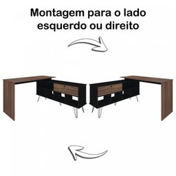 Escrivaninha em L 1 Porta 5 Nichos Pés Metálicos 136,5x135cm Dubai  - 12