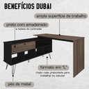 Ver imagem 5 de Escrivaninha Mesa Escritório em L 1 Porta 5 Nichos Pés Metálicos 136,5x135cm Dubai
