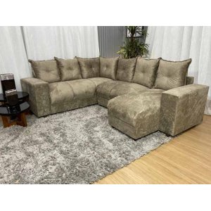 Sofá de Canto C/ Chaise - com 06 Lugares:bege