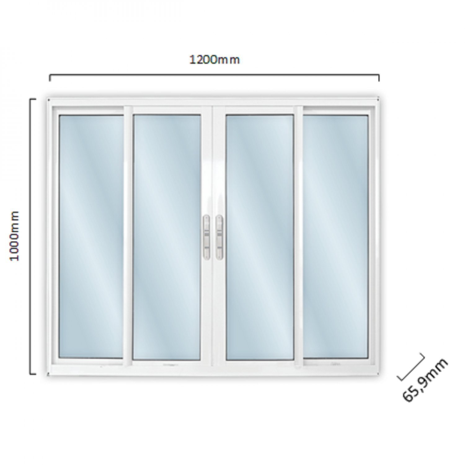 Janela De Alumínio De Correr 100x120cm 4 Folhas 2 Fixas Com Vidro Liso Linha Solida Mgm 9392