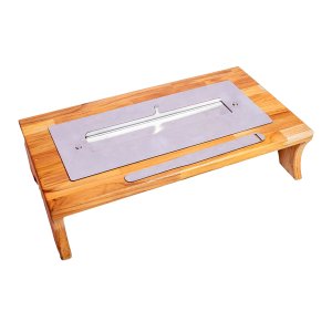 Lareira de Mesa Portátil Ecológica Inox a Álcool 39x16,5x6cm Metal Mig