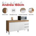 Ver imagem 5 de Balcão de Cozinha com Tampo 160cm e Armário Aéreo Andreia Amêndoa Branco - Ajl