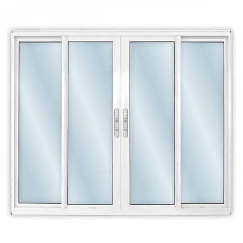 Janela de Alumínio de Correr 120x200cm 4 Folhas 2 Fixas com Vidro Mini Boreal Linha Solida MGM Branco