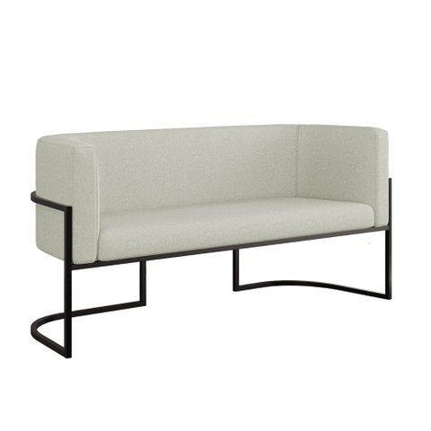 Sofá Namoradeira Bouclê 2 Lugares Moderna Base Metal Preta Cor:bege