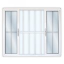 Ver imagem 1 de Janela de Alumínio de Correr 120x120cm 4 Folhas 2 Fixas com Grade e Vidro Liso Linha Solida MGM Branco