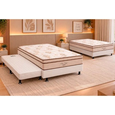 Cama Box c/Aux Crc Casal+Colchão Molas Pró Vida Ortobom 138