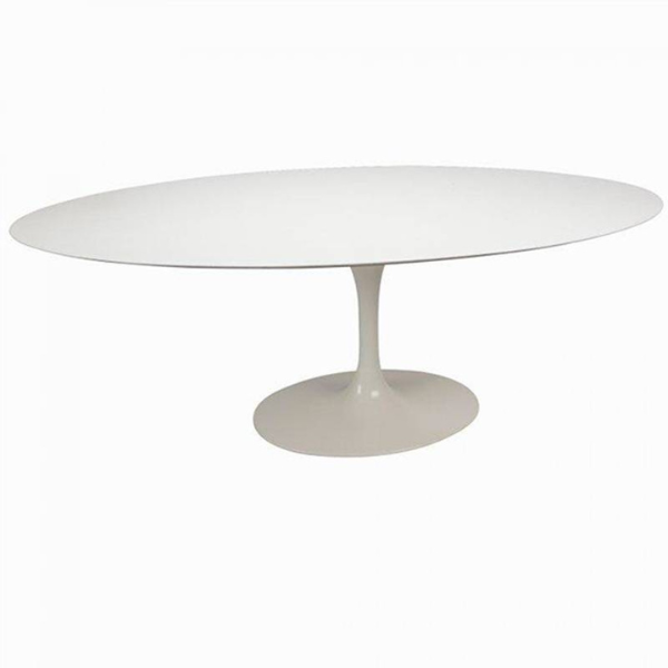 Mesa de Jantar Tulipa Saarinen Oval 137x90 Cm Tampo Laqueado Linn Design Decor Branco - 2