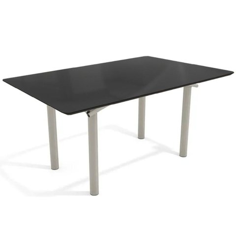 Mesa P/ Cozinha Elba Tampo Madeirado C/ Vidro 160cm Niquel/preto - Kappesberg