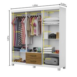 Guarda Roupa Casal A22 6 Portas 2 Gavetas com Espelho Carioca Móveis - 5