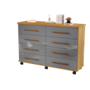 Ver imagem 1 de Comoda Jade 8 Gavetas Cinza Mel com Rodinhas