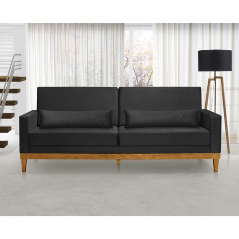 Sofá Living 3 Lugares Julie 220cm Nabas Estofados Preto