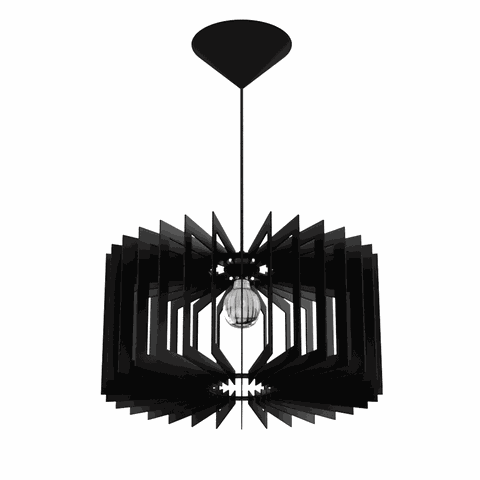 Luminária Teto tipo Pendente SALAMANCA MDF - Completa - Cor: Preta