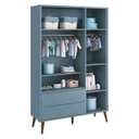 Ver imagem 3 de Guarda Roupa Infantil 3 Portas e Cômoda Theo 1 Porta Azul com Pés Amadeirados – Reller
