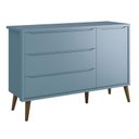 Ver imagem 4 de Guarda Roupa Infantil 3 Portas e Cômoda Theo 1 Porta Azul com Pés Amadeirados – Reller