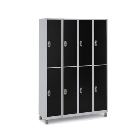 Roupeiro Academia Aço Tranca e 8 Portas Grandes:preto