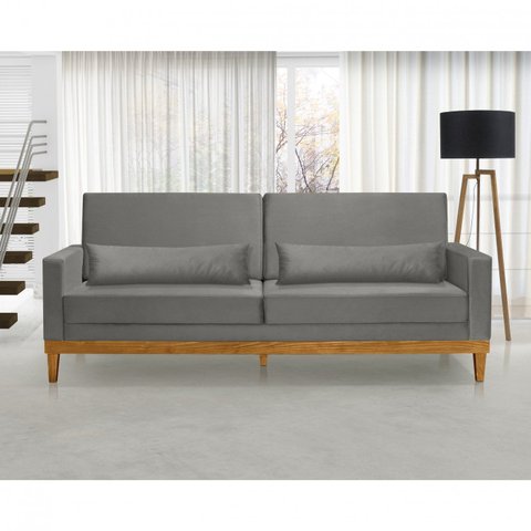 Sofá Living 3 Lugares Julie 220cm Nabas Estofados Cinza