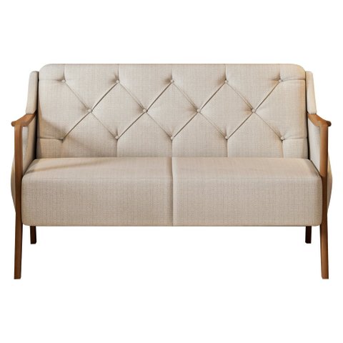 Sofá 2 Lugares 135cm Zoe Linho Off White com Bege - Sallar Home
