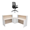 Ver imagem 1 de Balcão de Atendimento em L 140x60cm para Loja e Recepção + Cadeira Ergonômica Netflex Reclinável