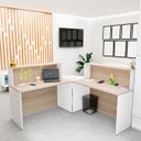 Ver imagem 2 de Balcão de Atendimento em L 140x60cm para Loja e Recepção + Cadeira Ergonômica Netflex Reclinável