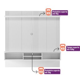 Painel para TV 75 Polegadas 2 Portas 2 Nichos 2 Prateleiras Authentique Linea Brasil - 7