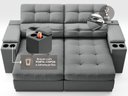 Ver imagem 6 de Sofá com Porta Copos e Carregador USB Eureka 1,70m Assento Retrátil e Reclinável Velosuede