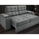 Ver imagem 2 de Sofá com Porta Copos e Carregador USB Eureka 1,70m Assento Retrátil e Reclinável Velosuede