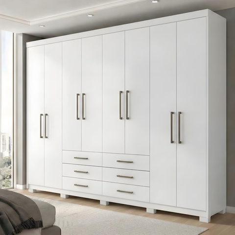 Guarda Roupa Casal 8 Portas e 6 Gavetas com Pés Master