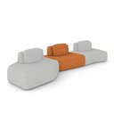 Ver imagem 1 de Sofá 3 Lugares Orgânico com Chaise e 2 Módulos Berlim Bouclê Cinza Claro/caramelo K01 - D’Rossi