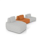 Ver imagem 2 de Sofá 3 Lugares Orgânico com Chaise e 2 Módulos Berlim Bouclê Cinza Claro/caramelo K01 - D’Rossi