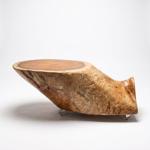 Mesa de Centro Tora Bloco Madeira Maciça Rústica com Rodízios 111x41cm