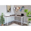 Ver imagem 1 de Escrivaninha Mesa Escritório em L 135x135 135cm Branco e Nogal