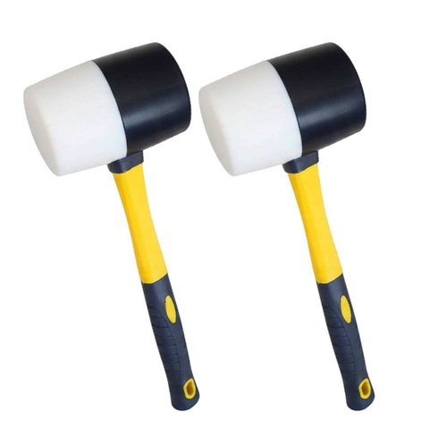 Martelo Borracha Marreta Ergonomico Kit 2 Uni Assenta Piso Obra Reparo Piso Ceramica Ladrilho Taco R