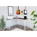 Ver imagem 1 de Escrivaninha Mesa Escritório em L 126x126 126cm Branco e Nogal
