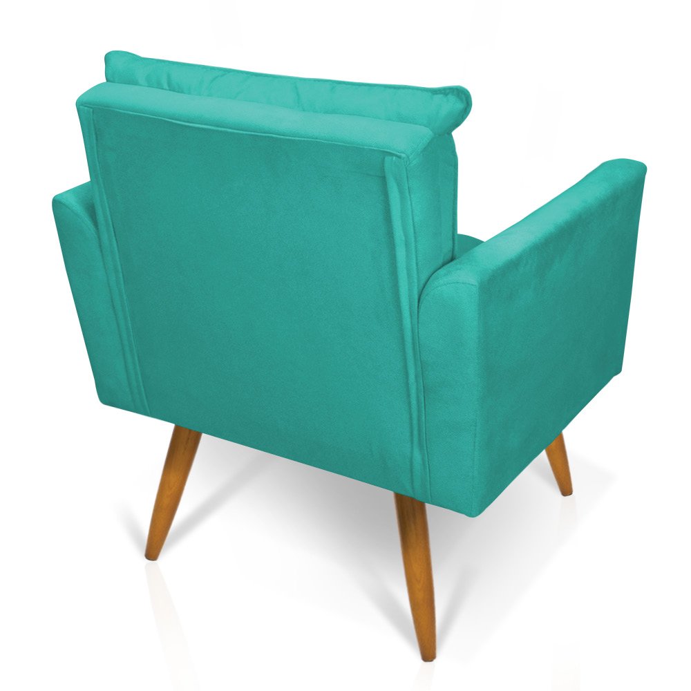 Poltrona Tais Suede Pés Palito Castanho - D'Rossi - Azul Turquesa - 5