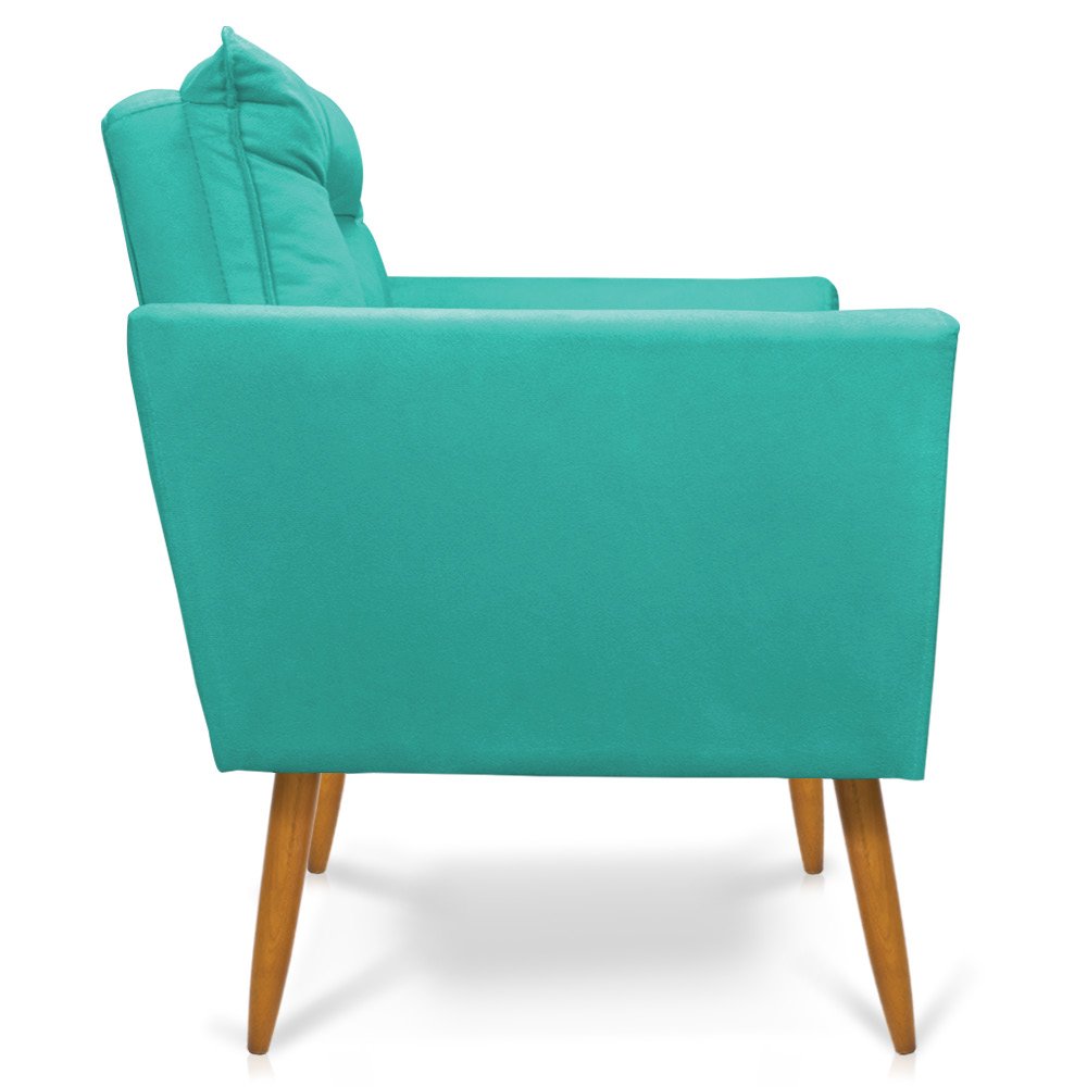Poltrona Tais Suede Pés Palito Castanho - D'Rossi - Azul Turquesa - 4