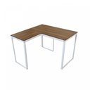 Ver imagem 2 de Escrivaninha Mesa Escritório em L 105x105 105cm Branco e Nogal