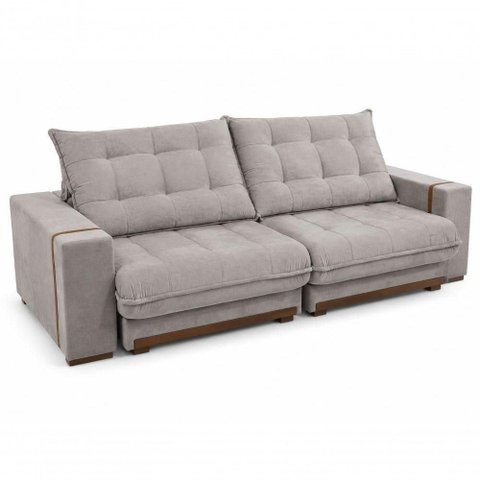 Sofá com Chaise Guiricema 4 Lugares Retrátil e Reclinável 290cm Bege Teixeira