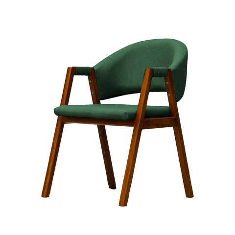 Cadeira de Jantar Estofada Essencial Base Madeira Maciça Veludo:verde