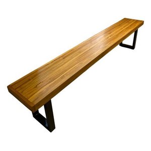 Banco Estilo Industrial Tampo Madeira Pés Metalon Preto 220cm:madeira