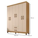 Ver imagem 2 de Guarda Roupa Casal Modena com 6 Portas com Cômoda Cannes 5 Gavetas e Armário Multiuso Versatile Carv