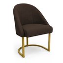 Ver imagem 3 de Kit 04 Cadeiras Poltrona de Jantar Lua Veludo Marrom Base Ferro Dourado Dal Poz Estofados