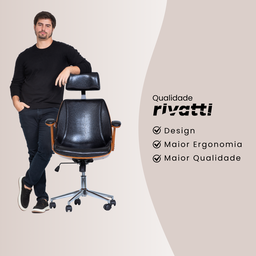 Cadeira de Escritório Ergonômica Giratória Fratini Kopenhagen Presidente Apoio Cabeça Office Preta - 7