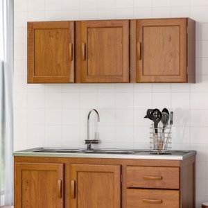 Armário Aéreo para Cozinha 120cm Madeira Maciça 3 Portas 